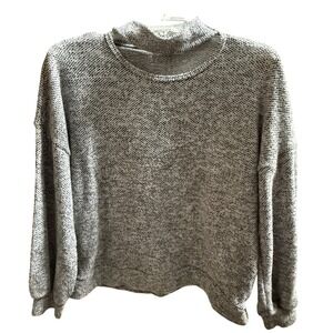 Sugarfox California Choker Cutout Marled Knit Sweater Gray White Womens Medium